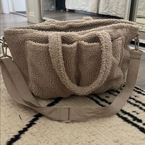 Cozy Tan Sherpa Diaper Bag